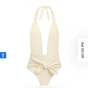 Montce Cream Rib Tropez Tie-Up One-Piece
